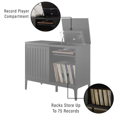 Asher Large Record Player Cabinet With Vinyl Storage