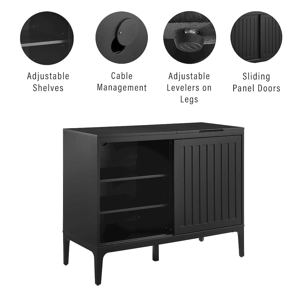 Asher Large Record Player Cabinet With Vinyl Storage