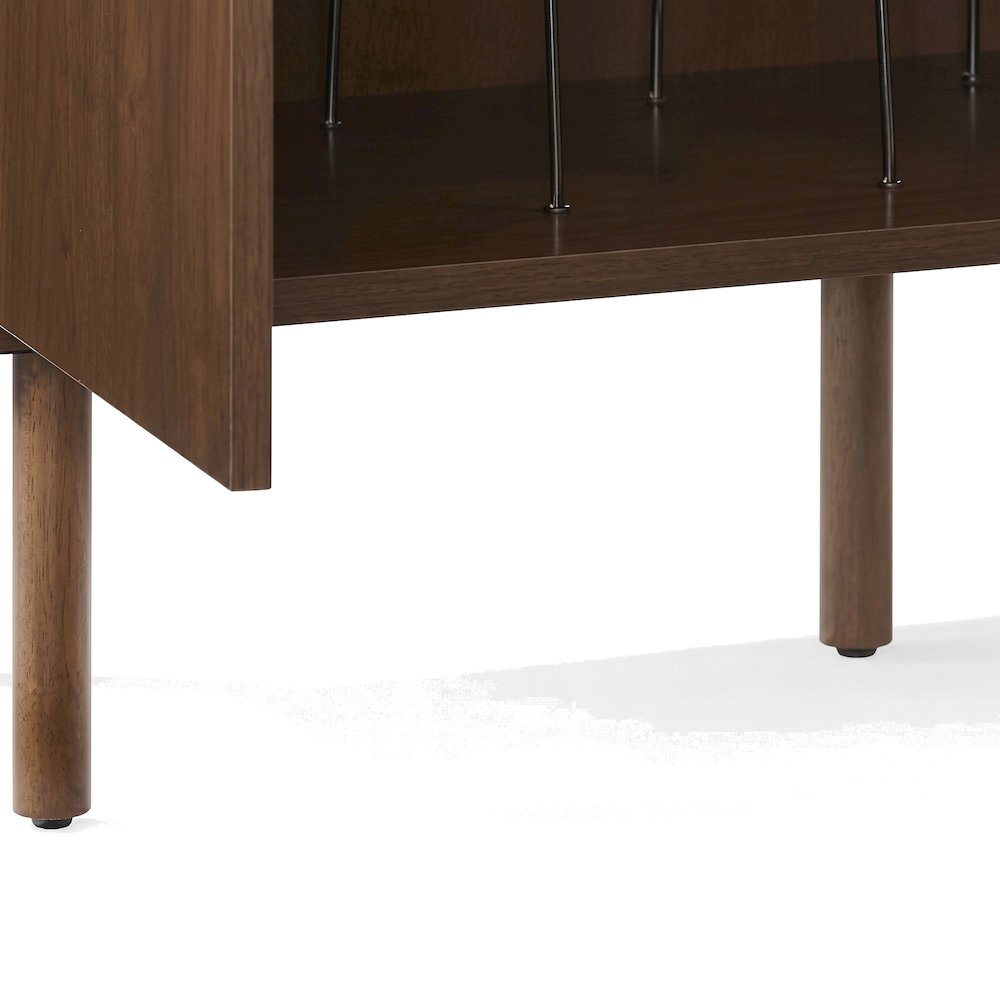 FurniFact Sideboard with Chevron Veneer and Antique Brass Pulls, Brown