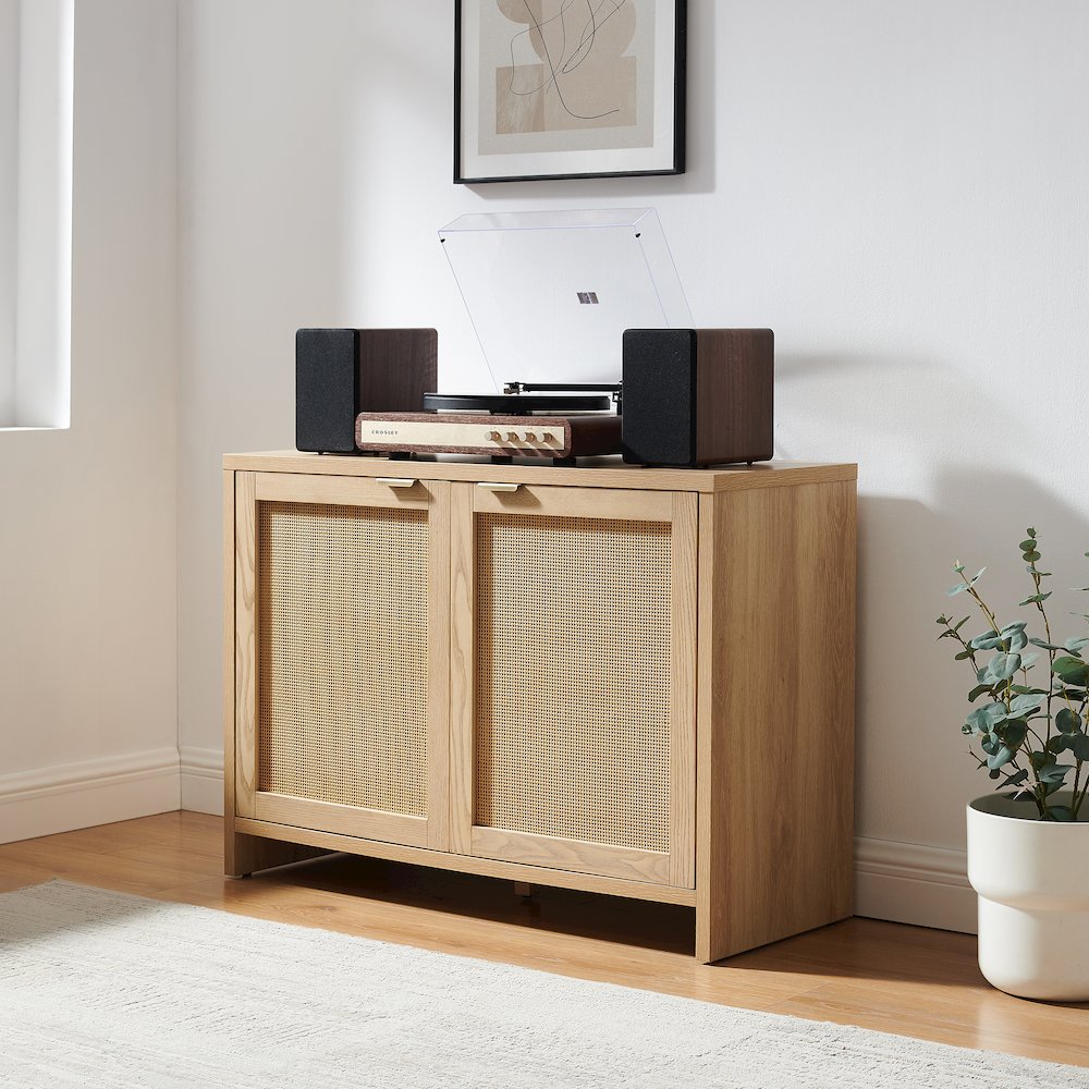 Kenji Record Player Cabinet with Vinyl Storage, Media Stand