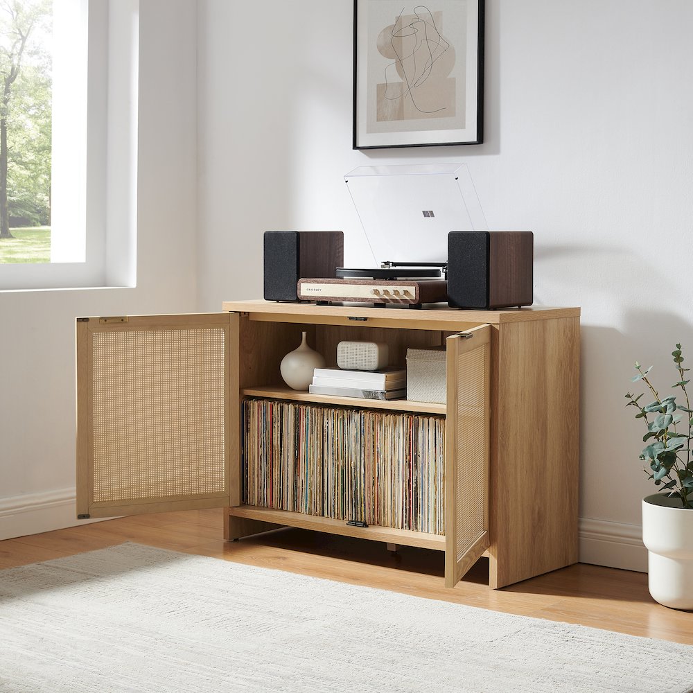 Kenji Record Player Cabinet with Vinyl Storage, Media Stand