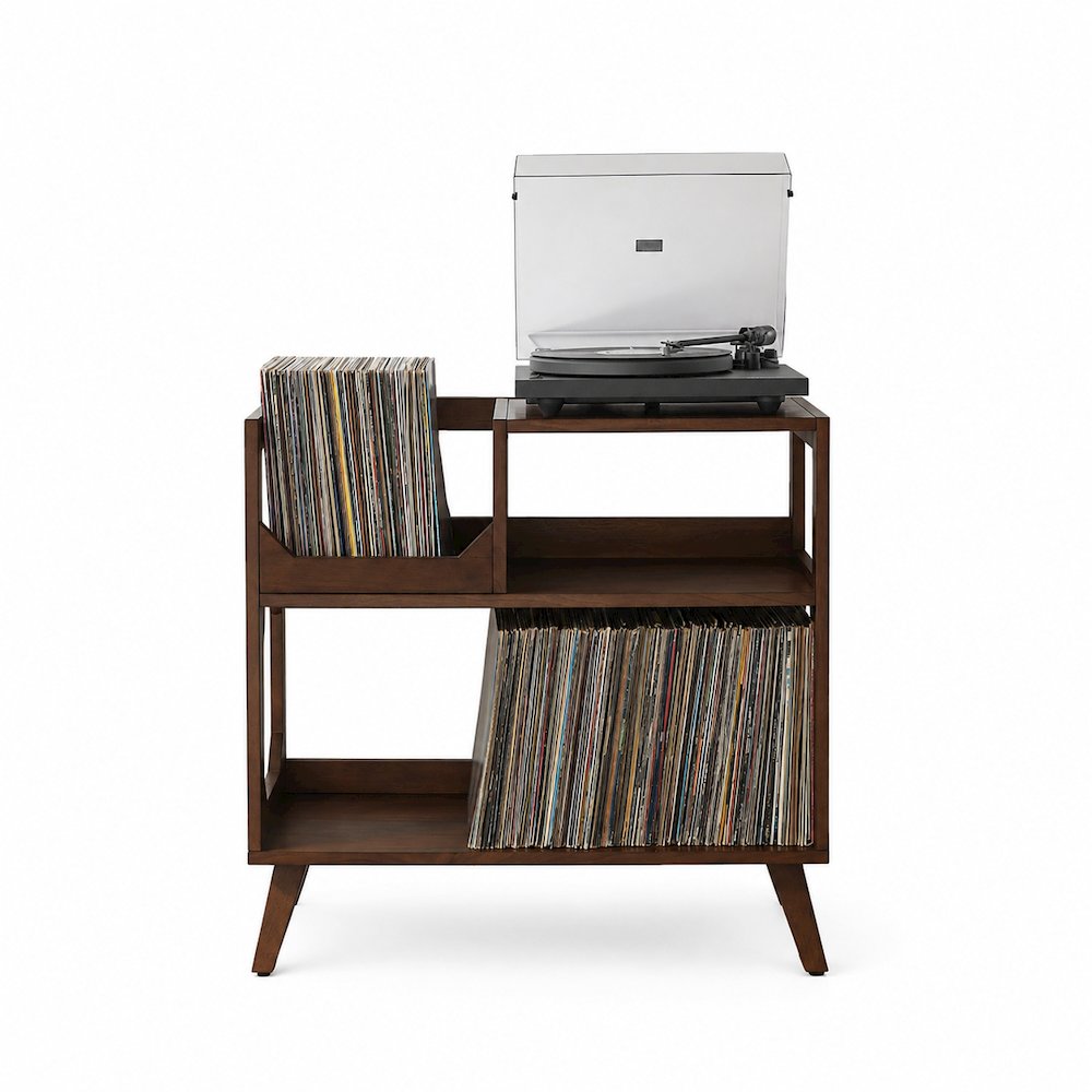 Asheville Medium Record Player Stand With Vinyl Storage Brown