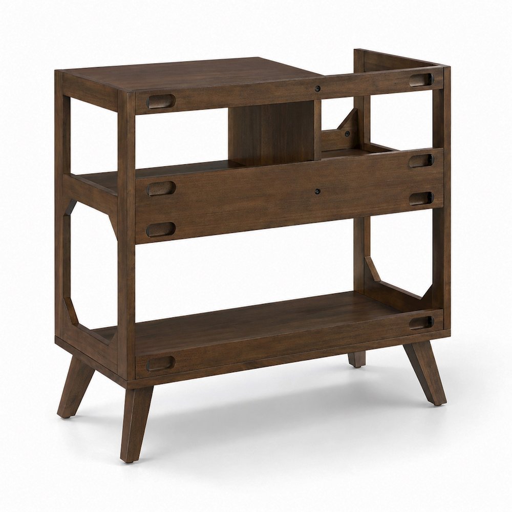 Asheville Medium Record Player Stand With Vinyl Storage Brown