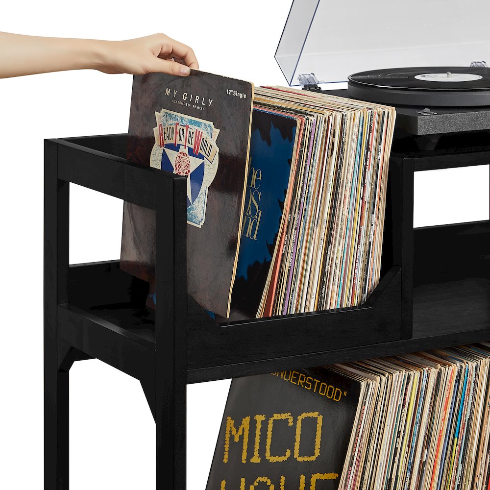 Asheville Large Record Player Stand With Vinyl Storage