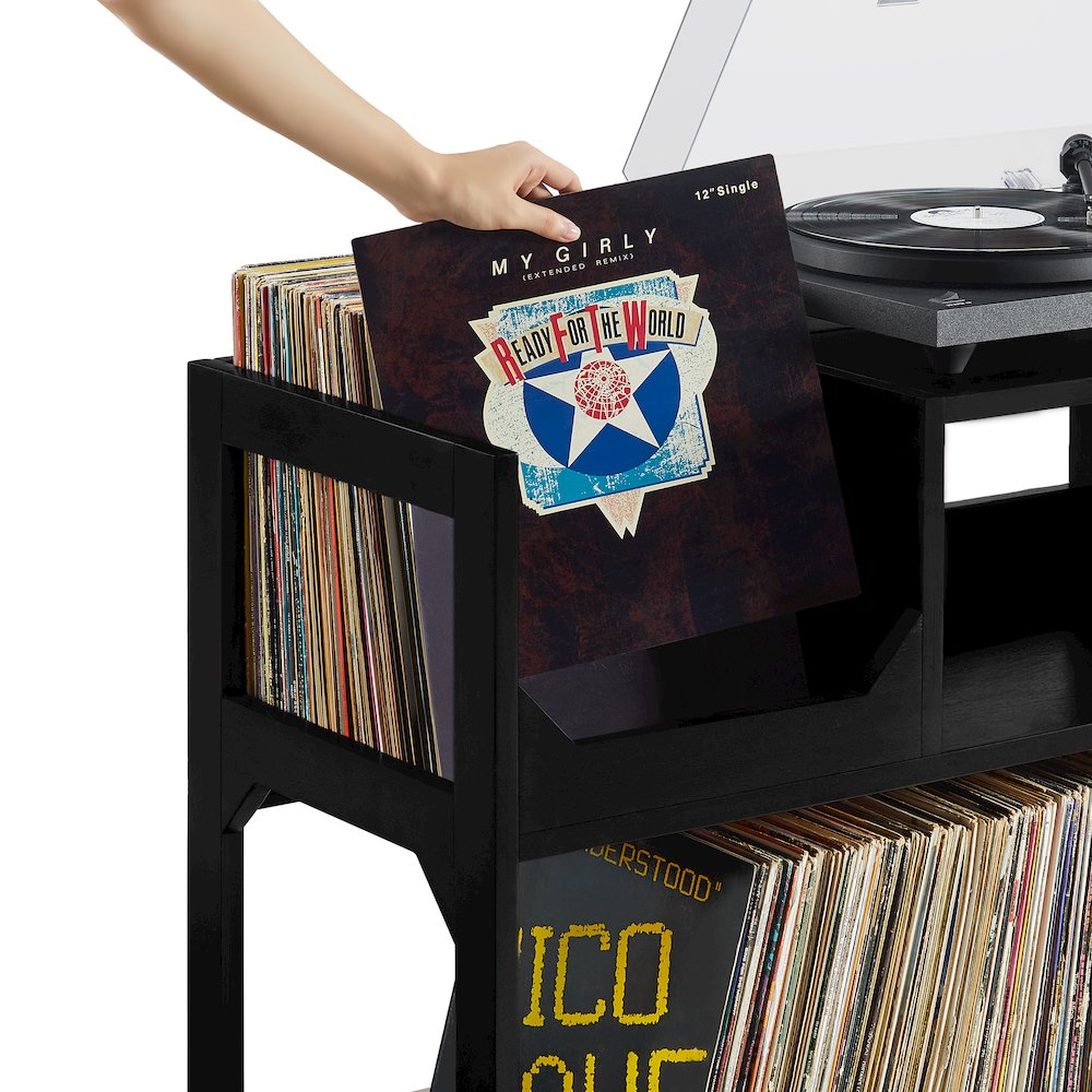 Asheville Large Record Player Stand With Vinyl Storage