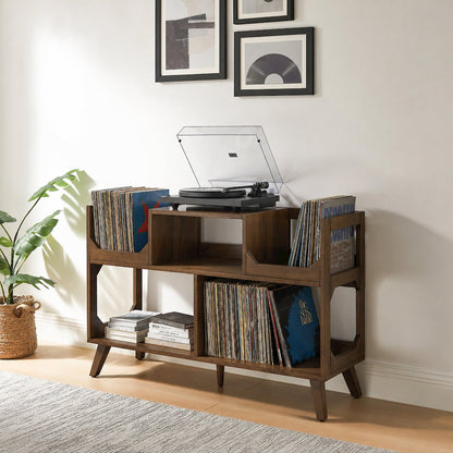 Asheville Large Record Player Stand With Vinyl Storage Brown
