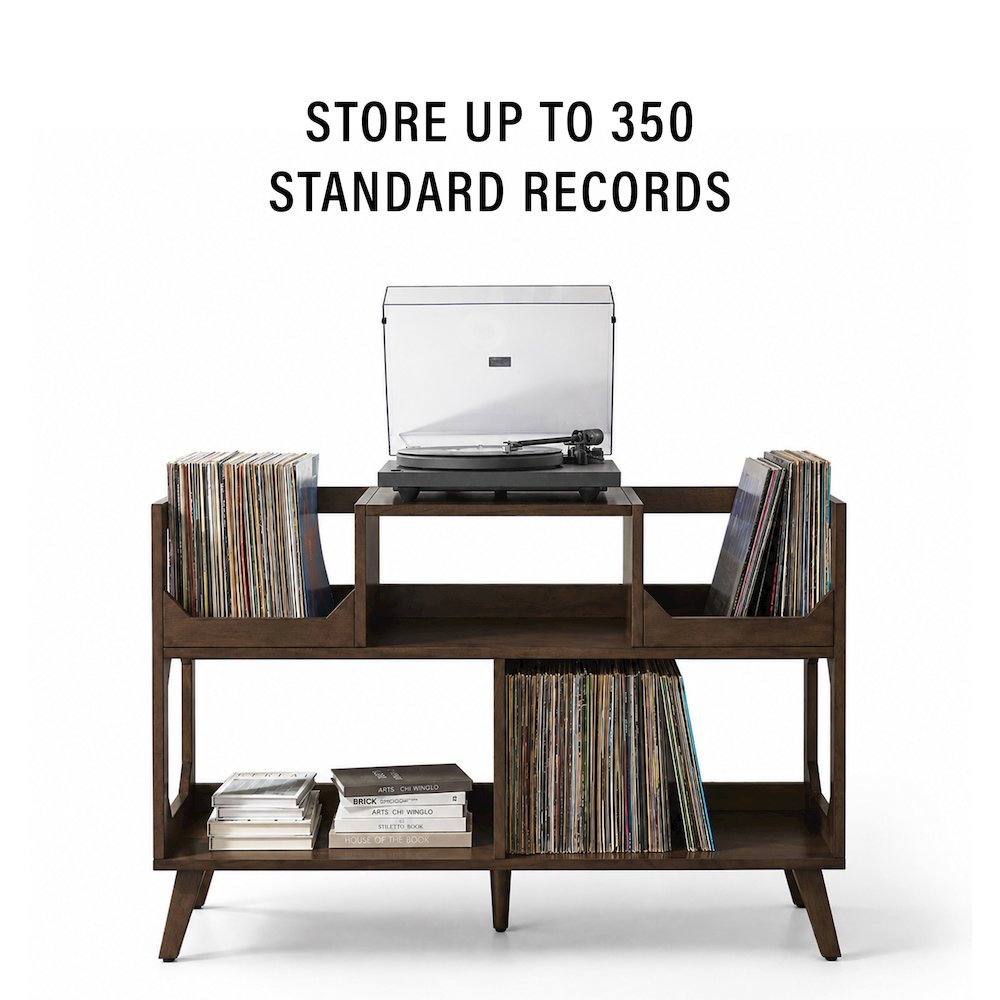 Asheville Large Record Player Stand With Vinyl Storage Brown