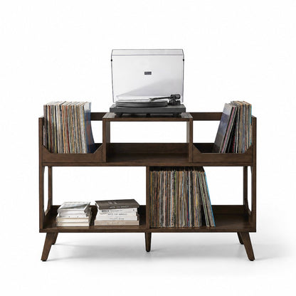 Asheville Large Record Player Stand With Vinyl Storage Brown