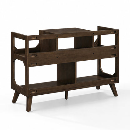 Asheville Large Record Player Stand With Vinyl Storage Brown