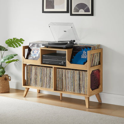 Asheville Large Record Player Stand With Vinyl Storage Natural