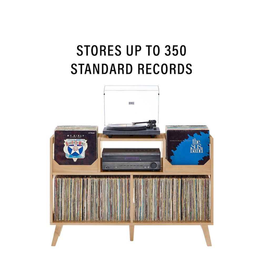Asheville Large Record Player Stand With Vinyl Storage Natural