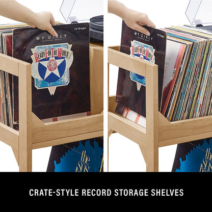 Asheville Large Record Player Stand With Vinyl Storage Natural