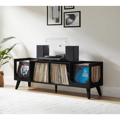 Asheville Low Record Player Stand With Vinyl Storage