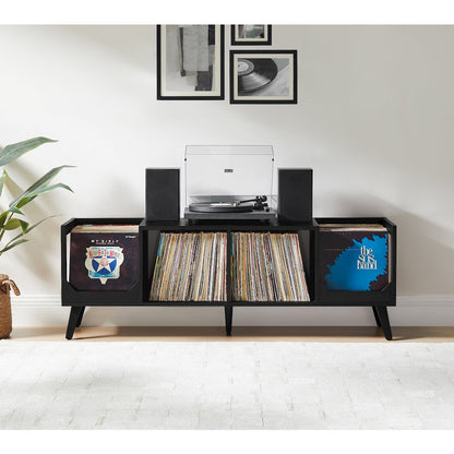 Asheville Low Record Player Stand With Vinyl Storage