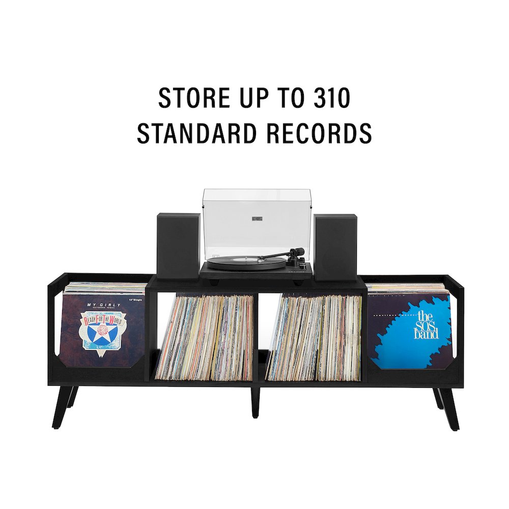 Asheville Low Record Player Stand With Vinyl Storage