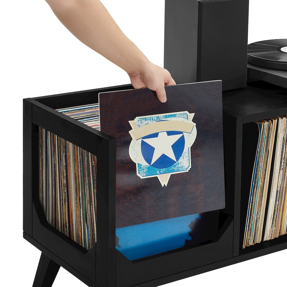 Asheville Low Record Player Stand With Vinyl Storage