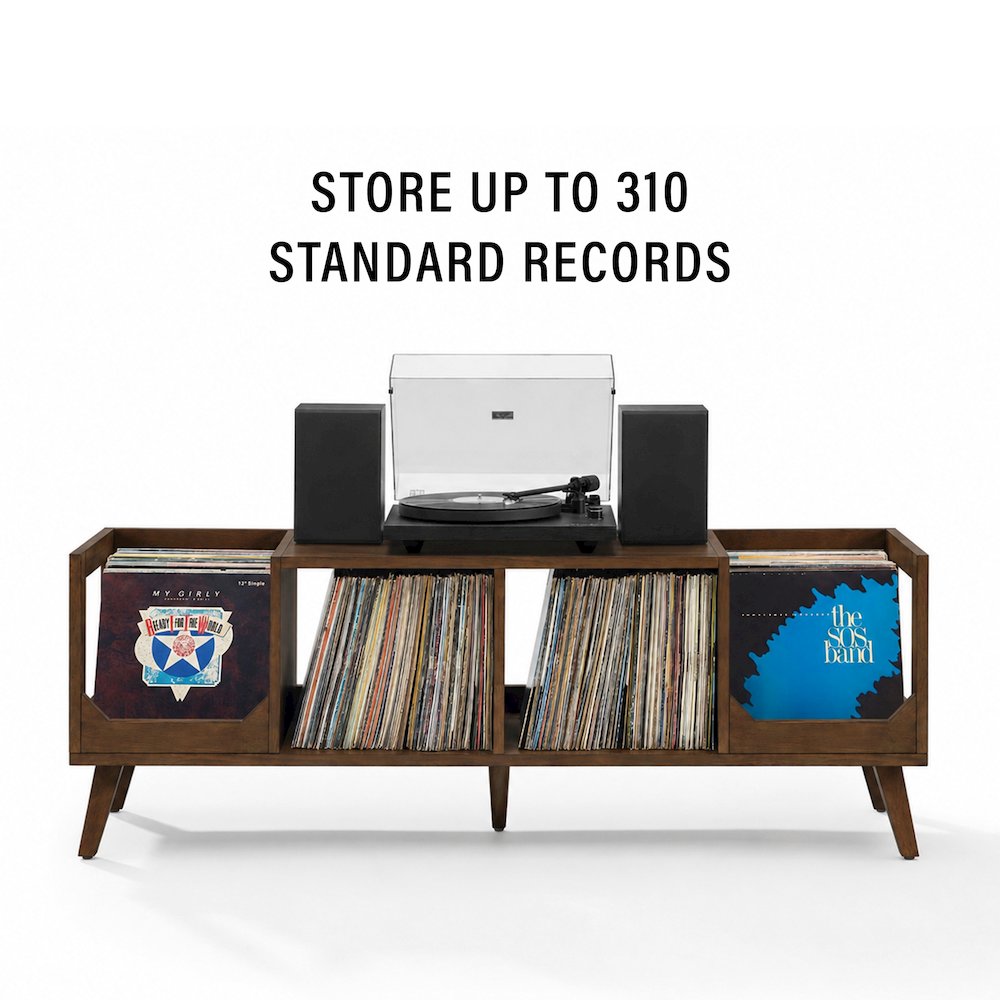 Asheville Low Record Player Stand With Vinyl Storage Brown