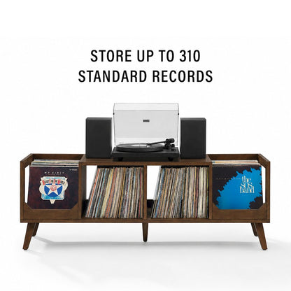 Asheville Low Record Player Stand With Vinyl Storage Brown
