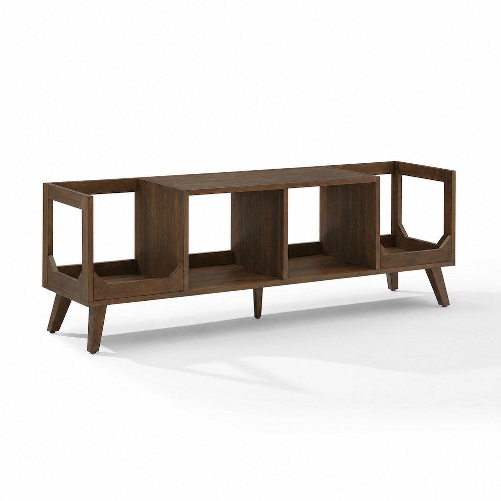 Asheville Low Record Player Stand With Vinyl Storage Brown