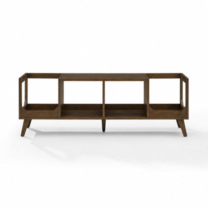 Asheville Low Record Player Stand With Vinyl Storage Brown