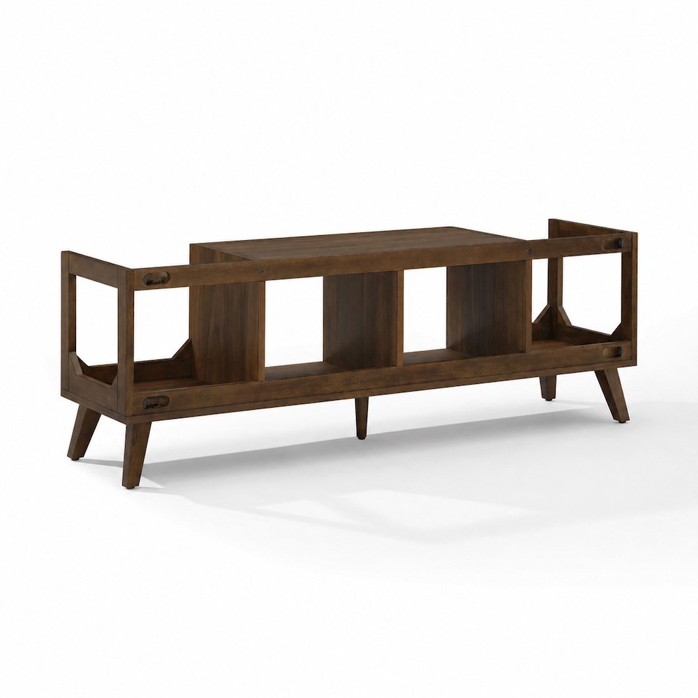 Asheville Low Record Player Stand With Vinyl Storage Brown