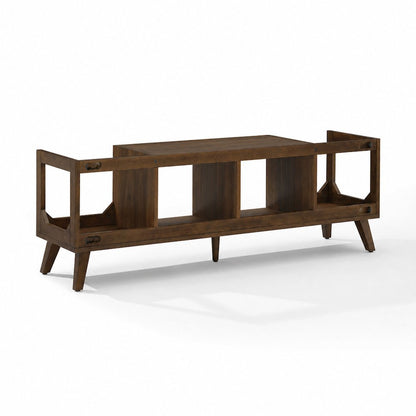 Asheville Low Record Player Stand With Vinyl Storage Brown