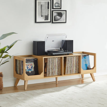 Asheville Low Record Player Stand With Vinyl Storage Natural