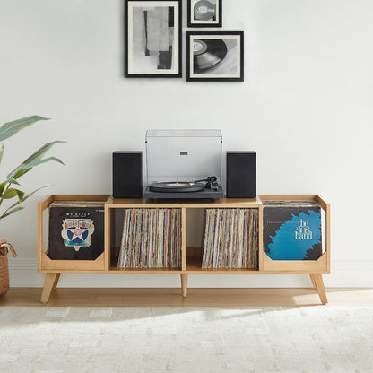 Asheville Low Record Player Stand With Vinyl Storage Natural