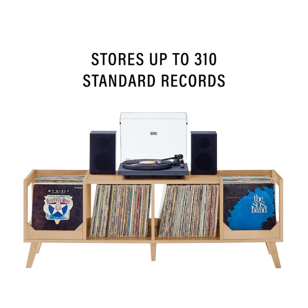 Asheville Low Record Player Stand With Vinyl Storage Natural