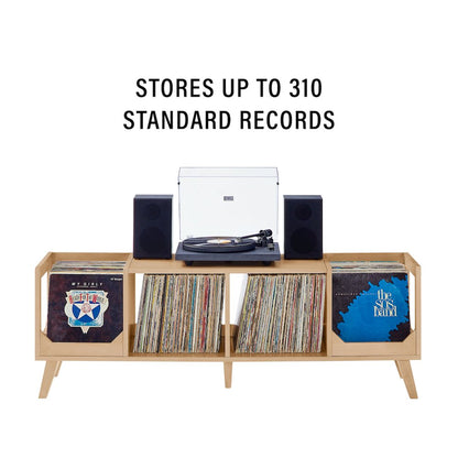 Asheville Low Record Player Stand With Vinyl Storage Natural