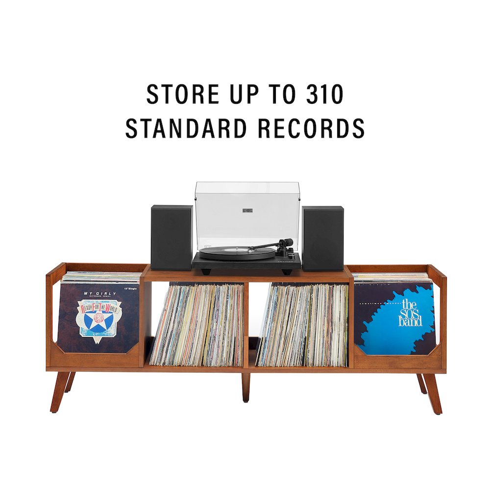 Asheville Low Record Player Stand With Vinyl Storage