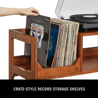Asheville Low Record Player Stand With Vinyl Storage