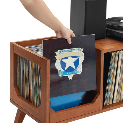 Asheville Low Record Player Stand With Vinyl Storage