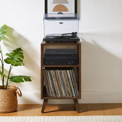 Asheville Small Record Player Stand With Vinyl Storage Brown