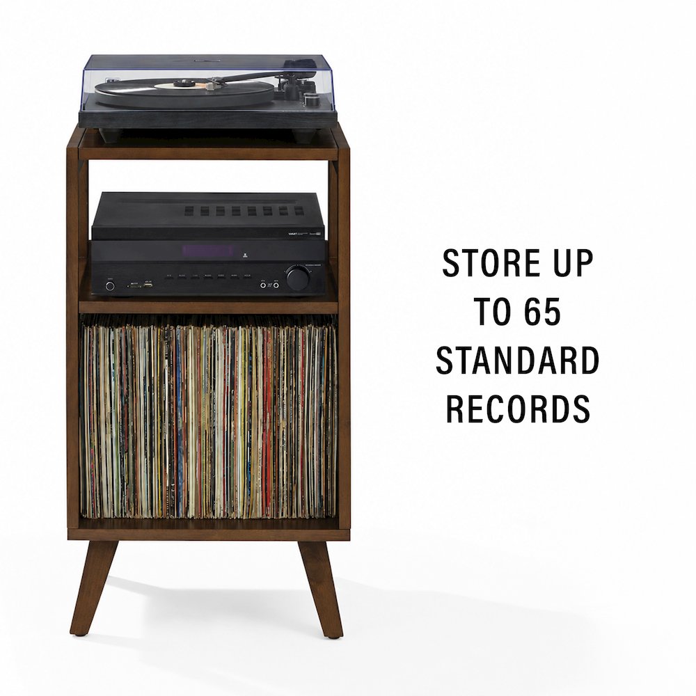 Asheville Small Record Player Stand With Vinyl Storage Brown