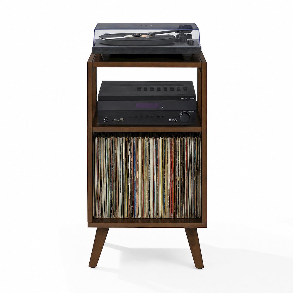 Asheville Small Record Player Stand With Vinyl Storage Brown