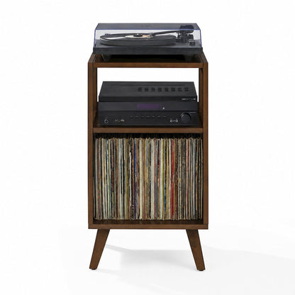 Asheville Small Record Player Stand With Vinyl Storage Brown