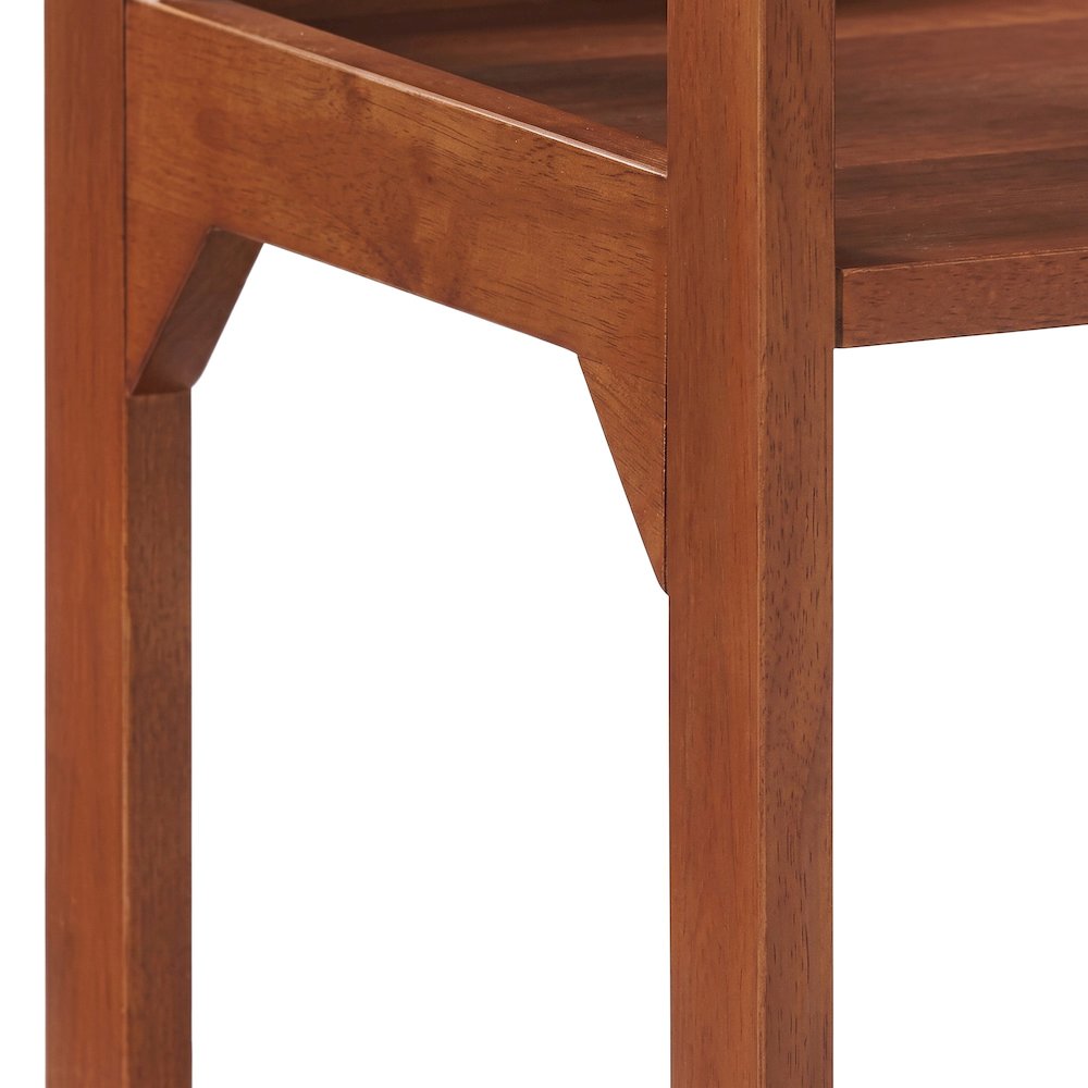 FurniFact Record Player Stand with Vinyl Storage and Open Shelf, Walnut