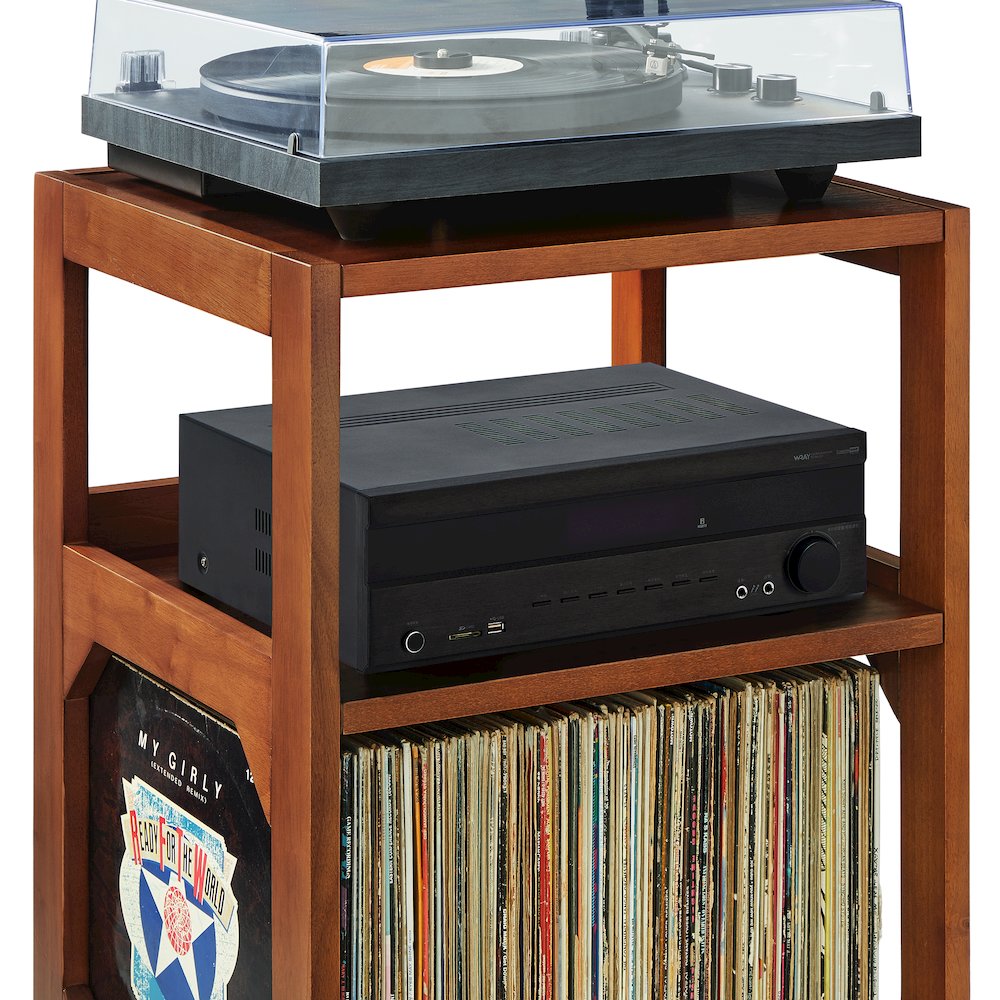 Asheville Small Record Player Stand With Vinyl Storage