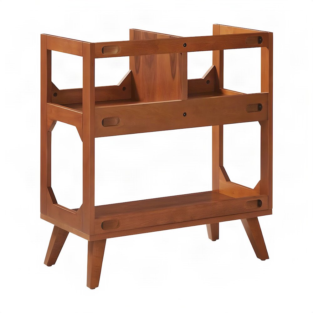 FurniFact Entertainment Center with Vinyl Record Storage Stand, Walnut