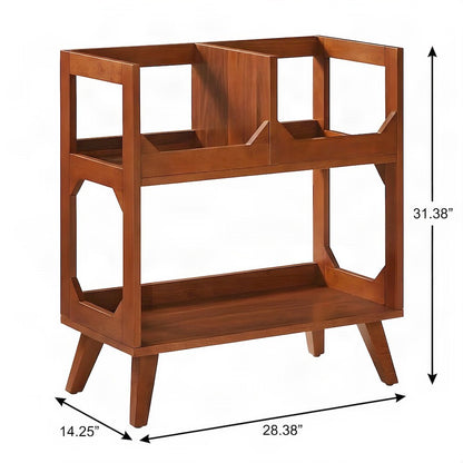 FurniFact Entertainment Center with Vinyl Record Storage Stand, Walnut
