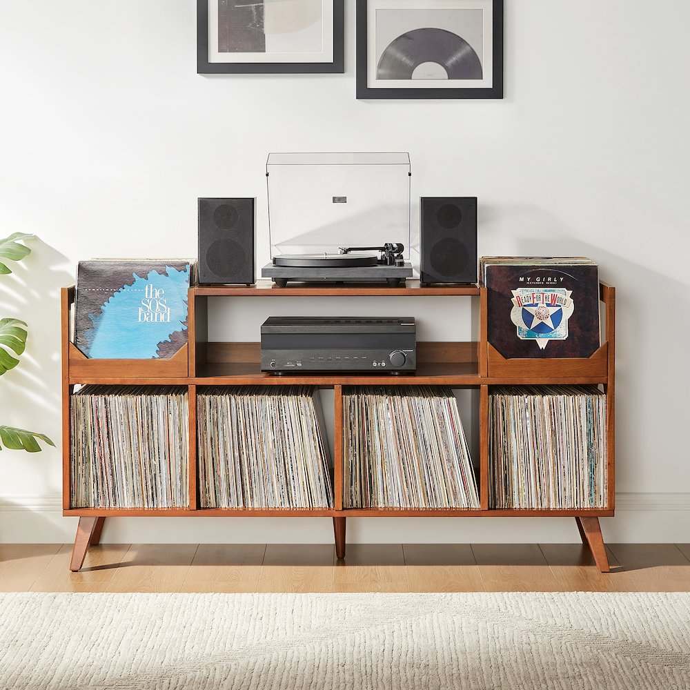 Asheville Xl Record Player Stand With Vinyl Storage Walnut