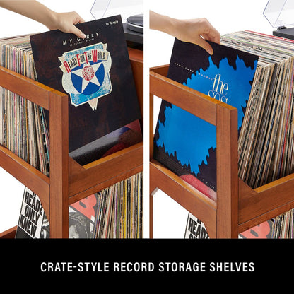 Asheville Xl Record Player Stand With Vinyl Storage Walnut