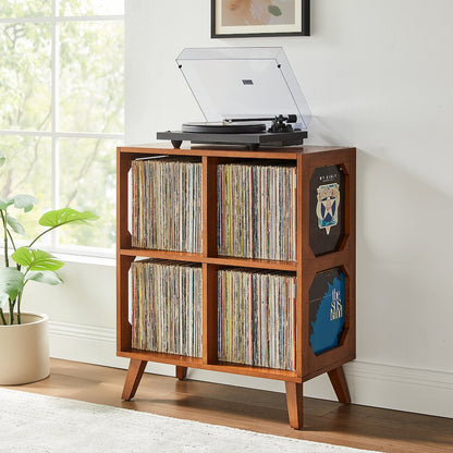 Asheville 4 Cube Record Player Stand Wth Vinyl Storage Walnut