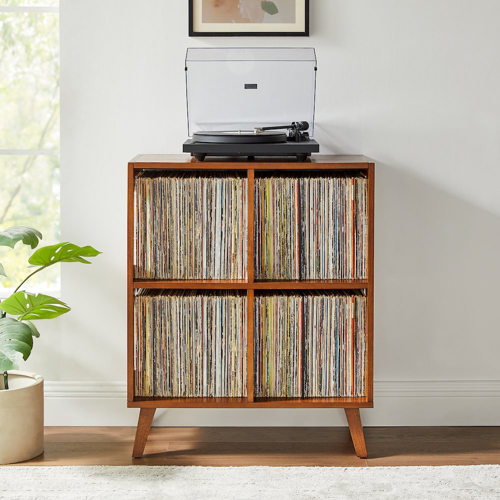 Asheville 4 Cube Record Player Stand Wth Vinyl Storage Walnut
