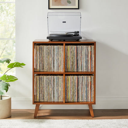 Asheville 4 Cube Record Player Stand Wth Vinyl Storage Walnut