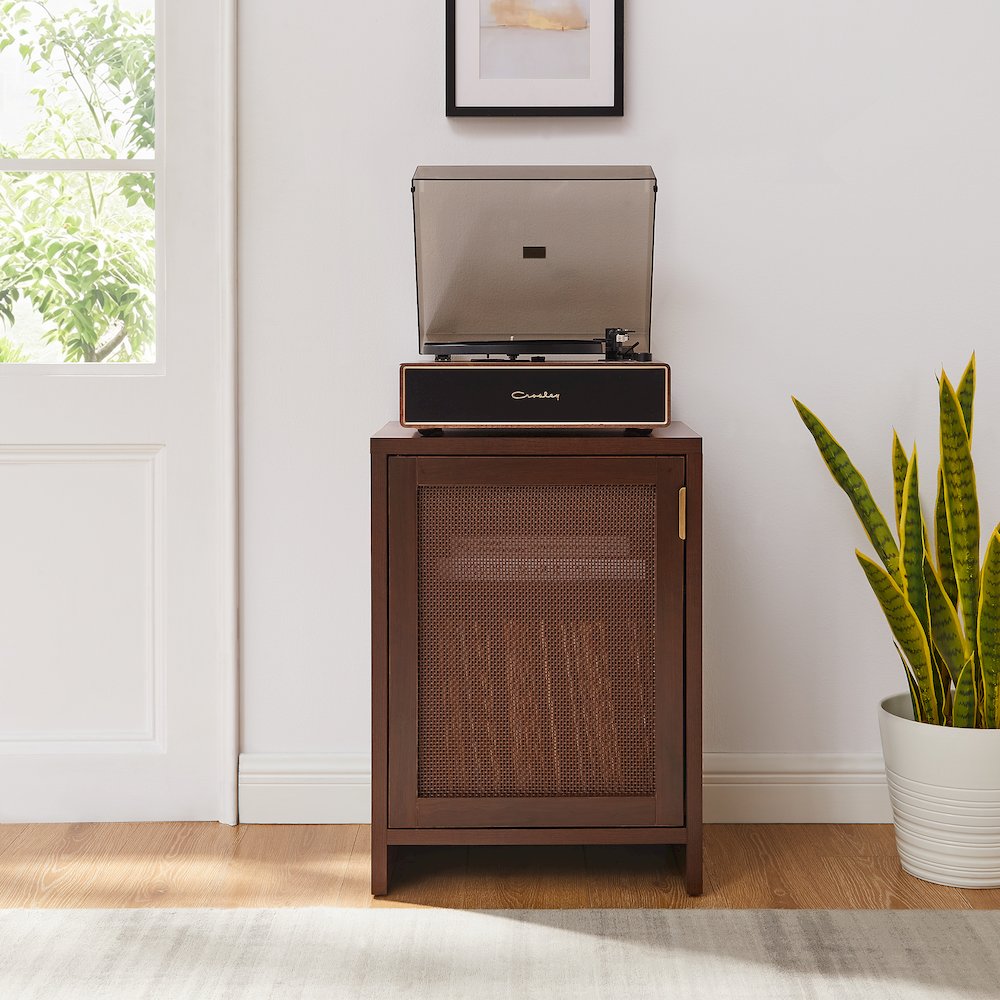Kenji Small Record Player Cabinet With Vinyl Storage Brown