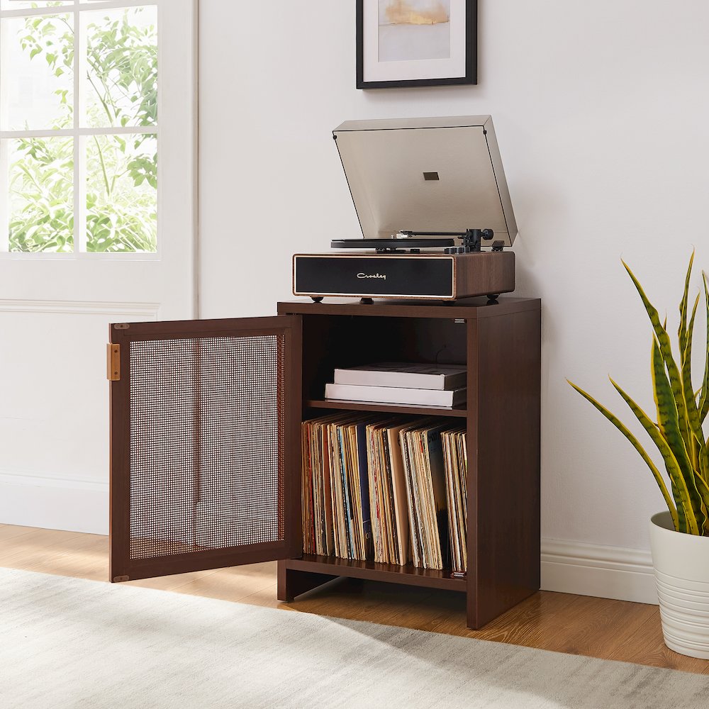 Kenji Small Record Player Cabinet With Vinyl Storage Brown