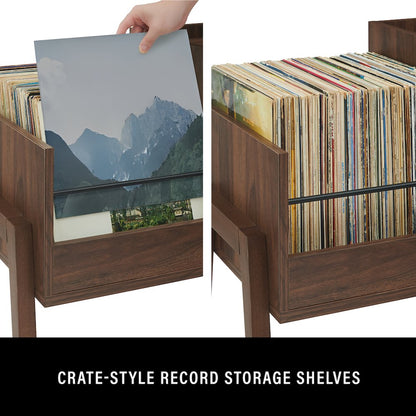 Luna Record Player Cabinet With Vinyl Storage