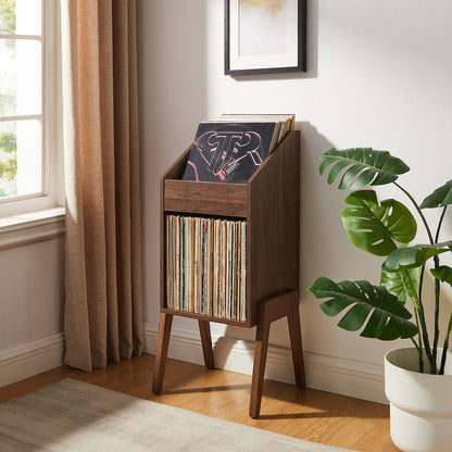 Luna Single Record Storage Stand Walnut